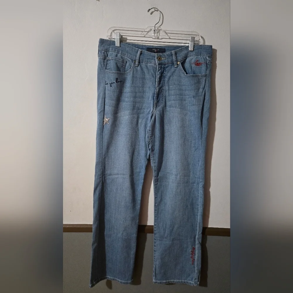 Tommy Hilfiger Tribeca Star Love You More Straight Jeans Womens Size 12 Y2K - Picture 2 of 11